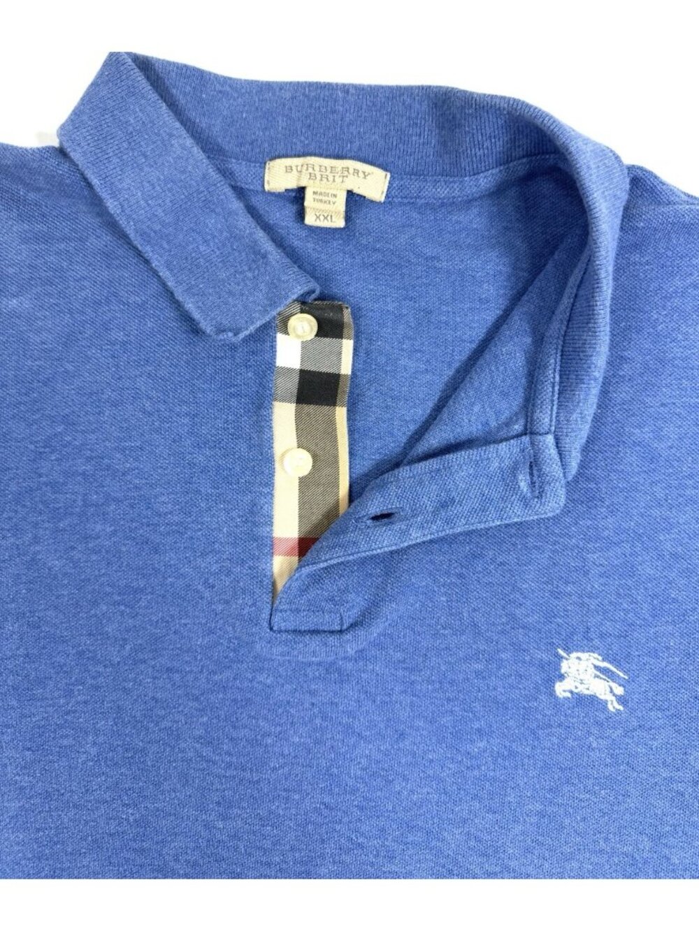 Burberry Brit Mens Polo Shirt Sz 2XL Nova Check Trim EKD Prorsum Knight Pique